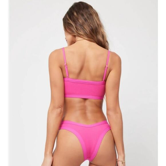 L*Space Maya Bikini Top in Bougainvillea Pink Size Small NWT Convertible - Picture 2 of 6